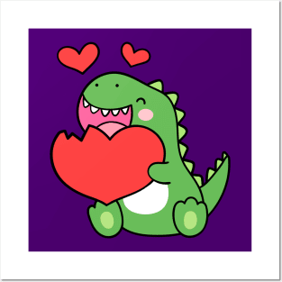 Valentine's Day Dinosaur Heart Posters and Art